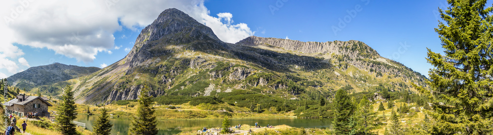 View of the Colbricon lakes. August 2022, San Martino di Castrozza, Trentino Alto Adige - Italy