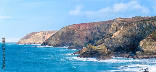 Cliffs and Waves, St. Agnes Heritage Coast, Saint Agnes, Cornwall, England, Europe