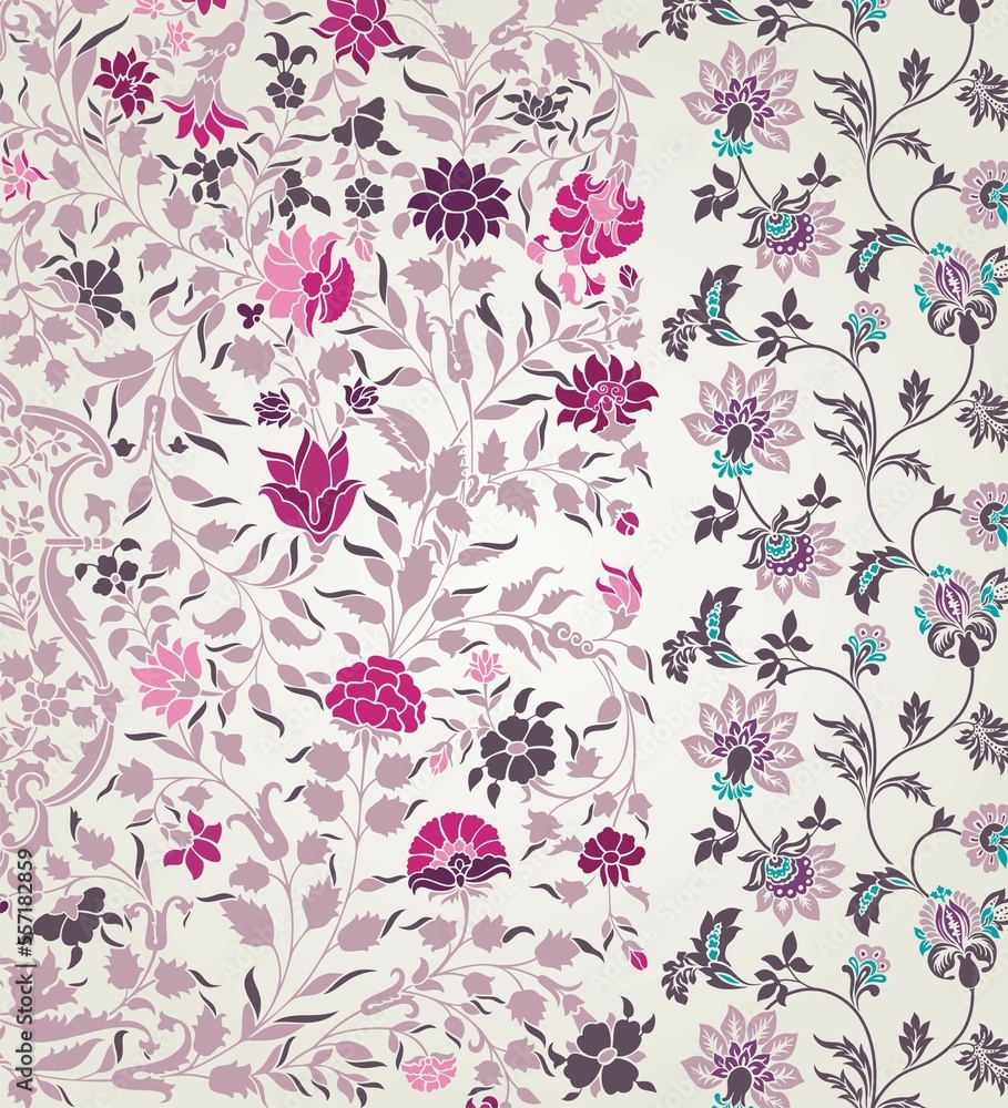 Obraz premium wedding card design, traditional paisley floral pattern , royal India 