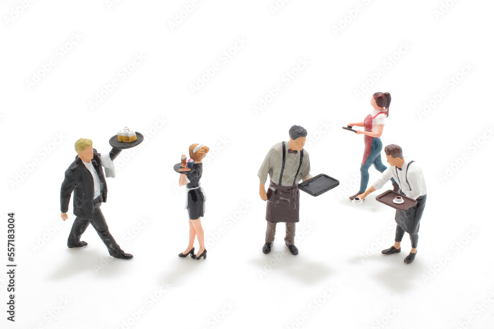 a small of fun waiter figure on board a small of fun waiter figure on board
