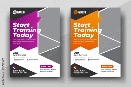 Modern abstract fitness and gym flyer template,fitness body building and gym flyer A4 size template