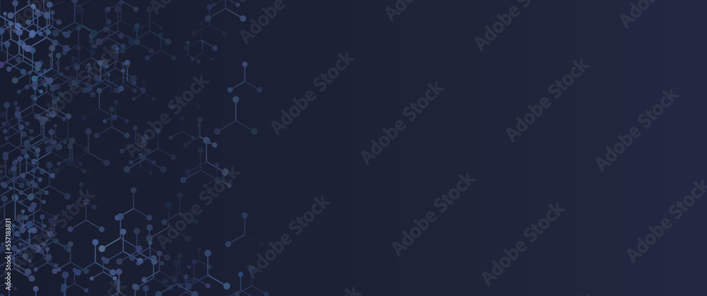 Obraz premium Abstract molecule, moleculer, or particles in triangle pattern shape, background design. Suitable for background, backdrop, science, banner.