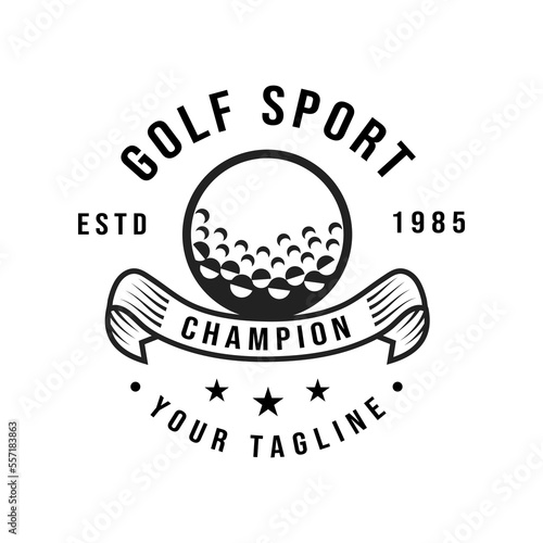 Retro vintage golf, Professional golf ball logo template design, golf championship