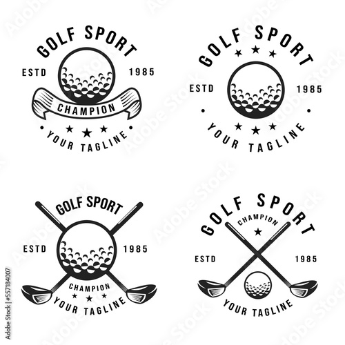 Golf club emblem vintage set, professional golf ball logo template design, golf championship, icon, vector illustration, symbol