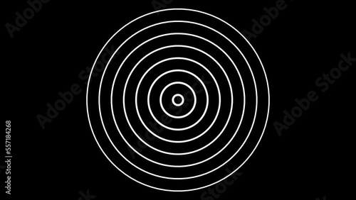 Circle circuit signal waves, white neon radio wave animated, Radio wave animation . black background
