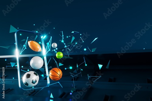 3d football object design. realistic rendering. abstract futuristic background. 3d illustration. motion geometry concept. sport competition graphic. tournament game bet content. soccer ball element.