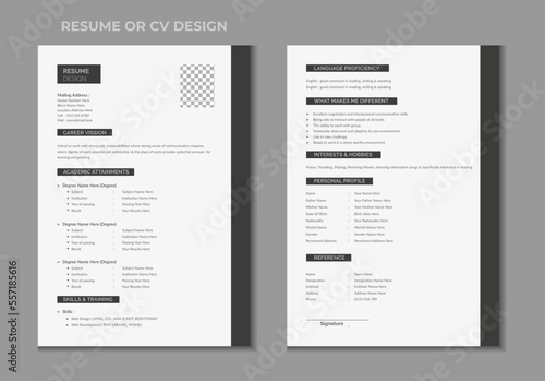 Double pages resume or cv template design 
