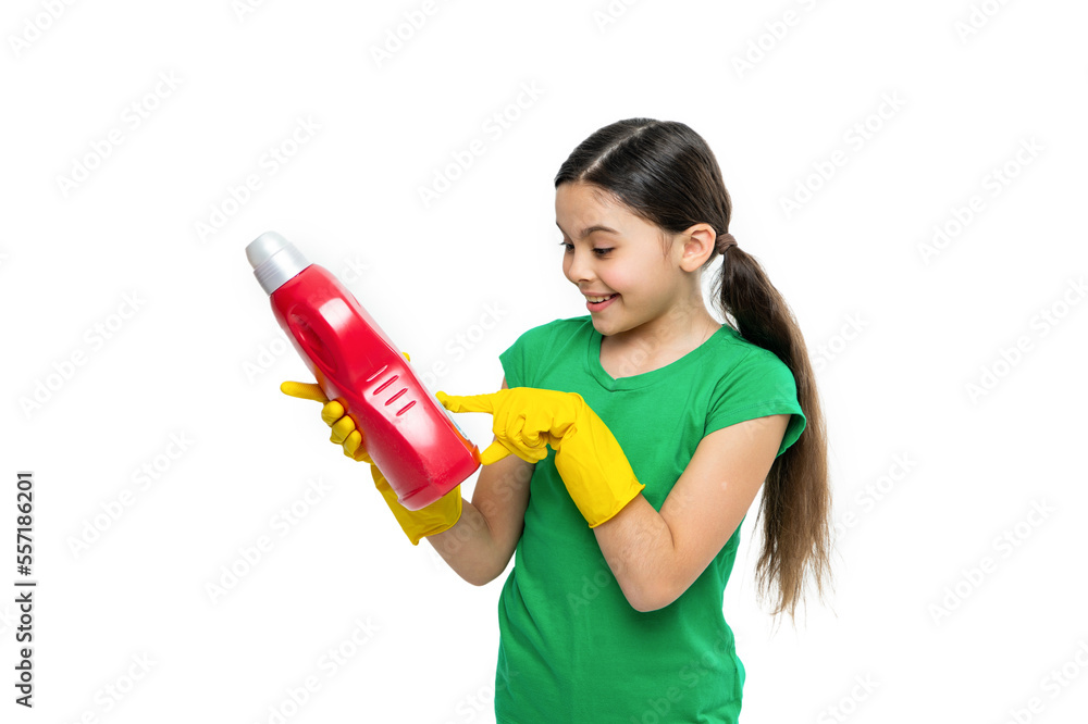 girl pointing at laundry detergent on background. photo of girl with laundry detergent. girl pointing at laundry detergent on background. photo of girl with laundry detergent.