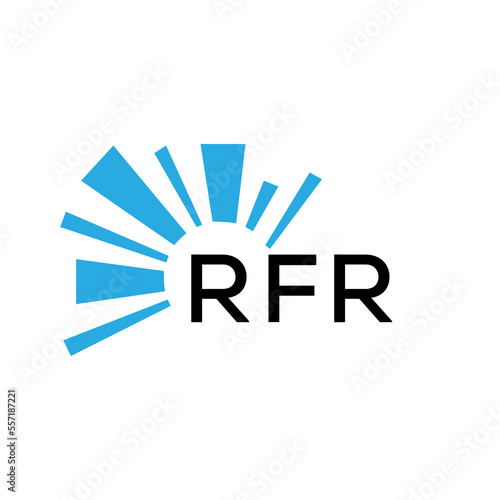 RFR letter logo. RFR blue image on white background and black letter. RFR technology  Monogram logo design for entrepreneur and business. RFR best icon.
 photo