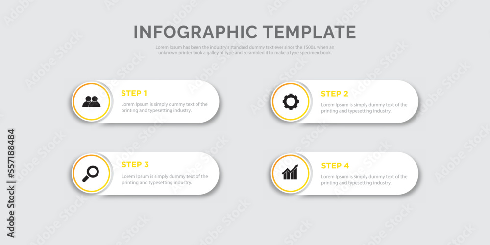 business infographic template with icons and 4 options or steps ...