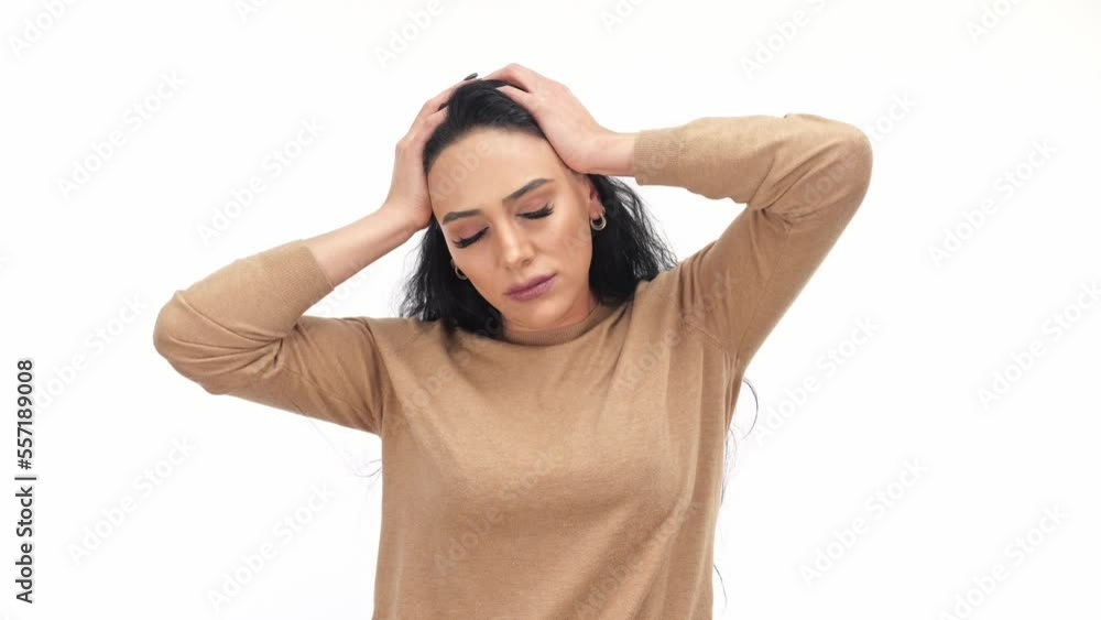 Caucasian Woman Headache. The Concept of Migraine Caucasian Woman Headache. The Concept of Migraine