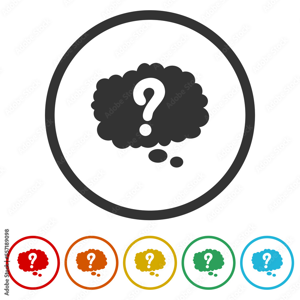 Thinking concept cloud icon. Set icons in color circle buttons Thinking concept cloud icon. Set icons in color circle buttons