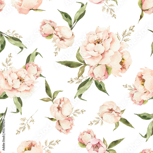 watercolor floral seamless pattern.