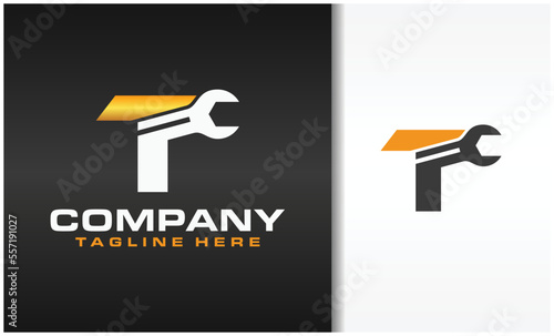 initial letter T wrench logo