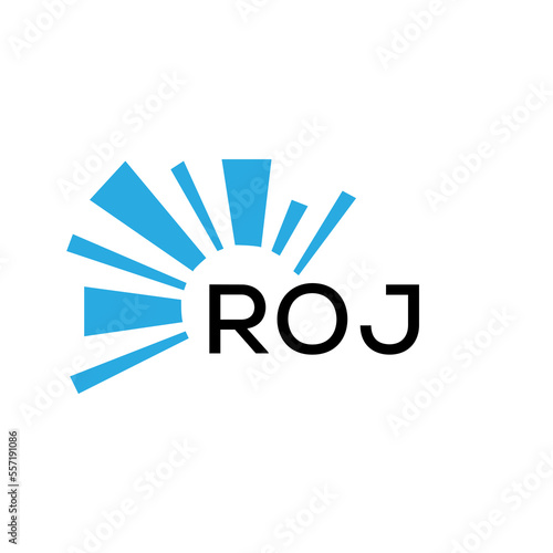 ROJ letter logo. ROJ blue image on white background and black letter. ROJ technology  Monogram logo design for entrepreneur and business. ROJ best icon.

