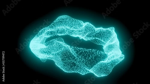 Abstract transforming animation as illuminated light blue  36thousands particles emission.