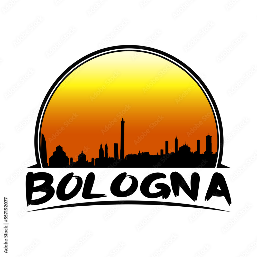 Bologna Italy Skyline Silhouette Retro Vintage Sunset Bologna Lover Travel Souvenir Sticker Vector Illustration SVG EPS