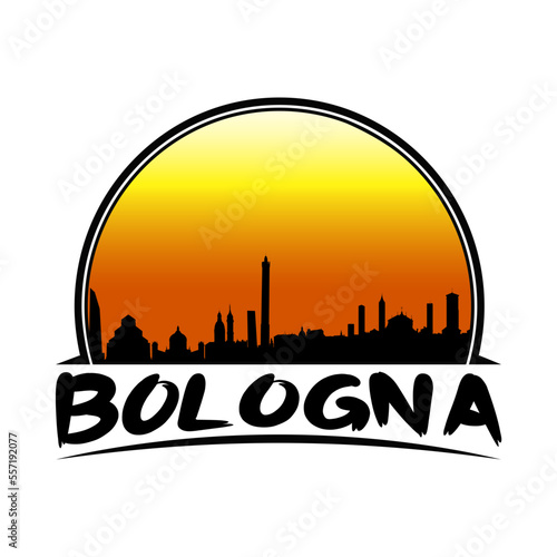 Bologna Italy Skyline Silhouette Retro Vintage Sunset Bologna Lover Travel Souvenir Sticker Vector Illustration SVG EPS