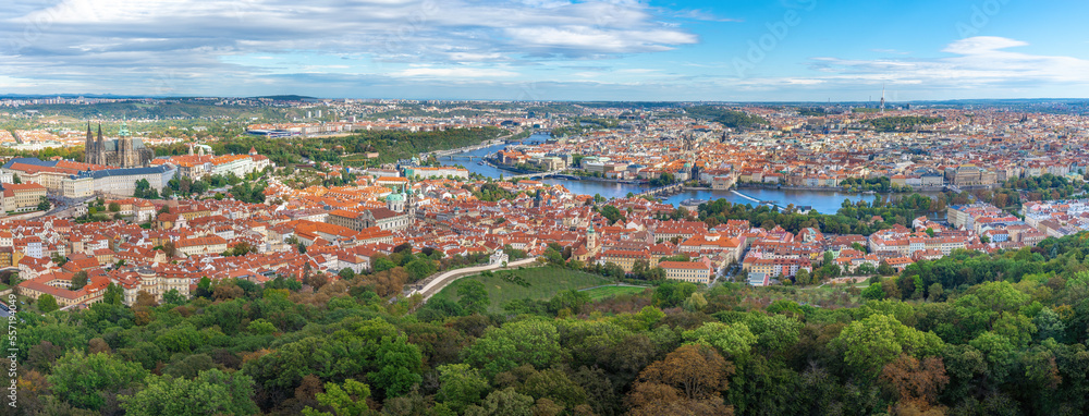 Panoramic aerial view of Prague with all main landmarks - Prague, Czech Republic
