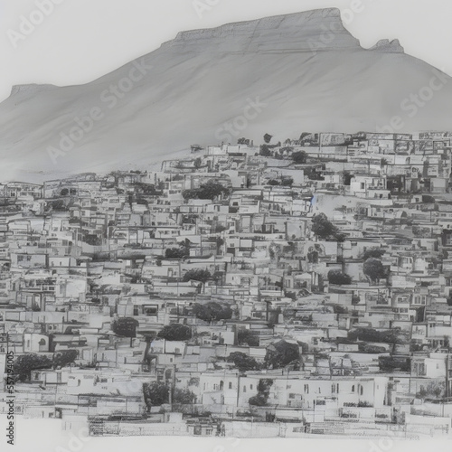 Historical sites Cape Town South Africa pencil sketch 