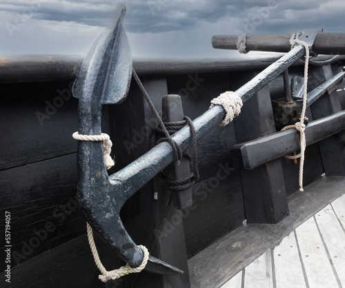 ship anchor on replica ship from the late 1400s showing knot detail photo