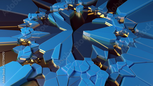 Abstract fractal background with blue and golden colors