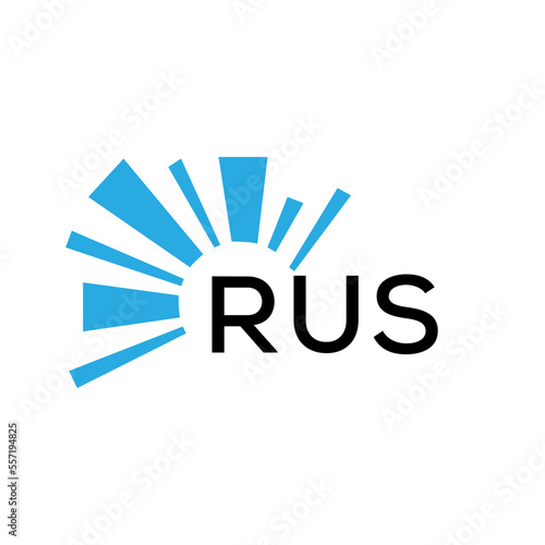 RUS letter logo. RUS blue image on white background and black letter. RUS technology  Monogram logo design for entrepreneur and business. RUS best icon.
