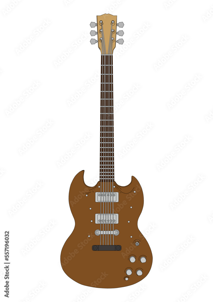 Obraz premium シンプルでおしゃれなエレキギターのリアルなイラスト素材