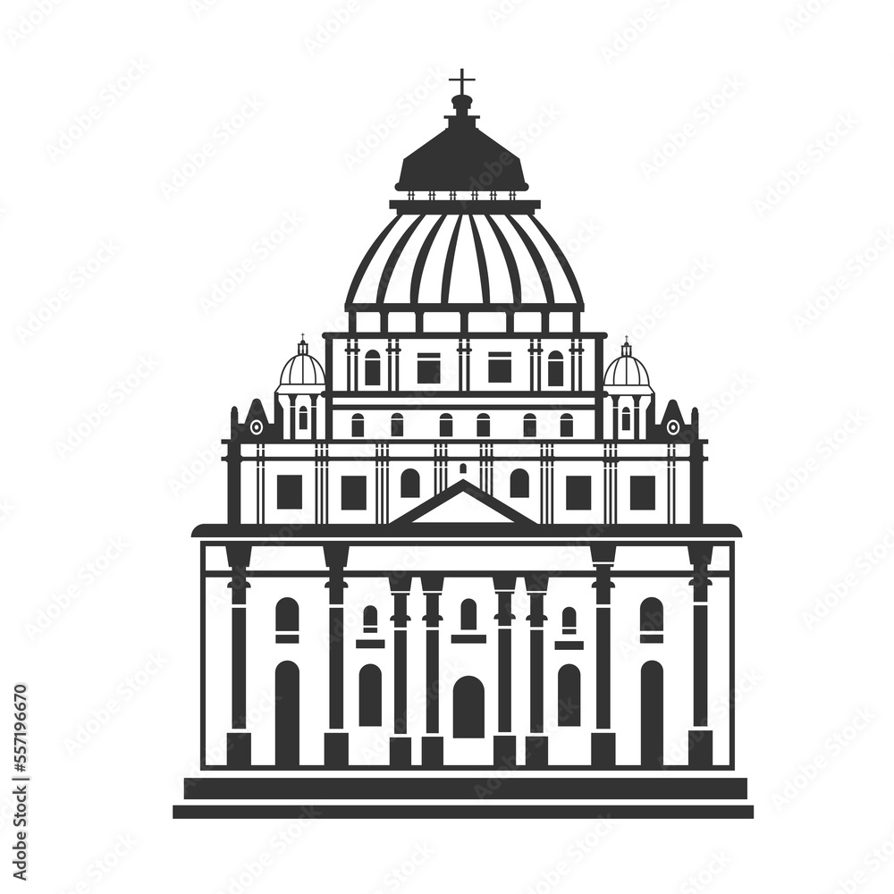 Cathedral icon. Europian old building background vector ilustration.