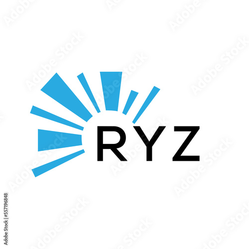 RYZ letter logo. RYZ blue image on white background and black letter. RYZ technology Monogram logo design for entrepreneur and business. RYZ best icon. 