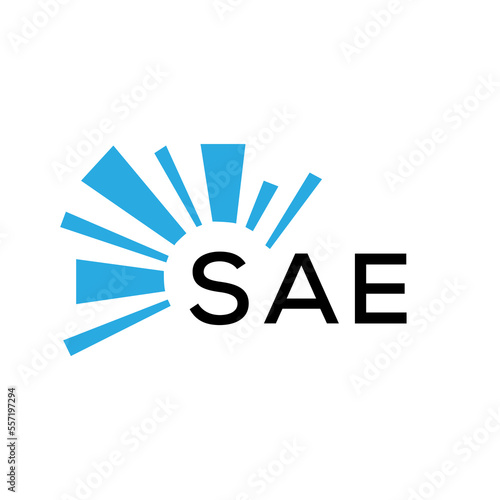 SAE letter logo. SAE blue image on white background and black letter. SAE technology  Monogram logo design for entrepreneur and business. SAE best icon.

