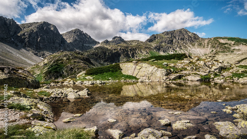 mountain landscape with lake and mountains High Tatras Tatra Mountains