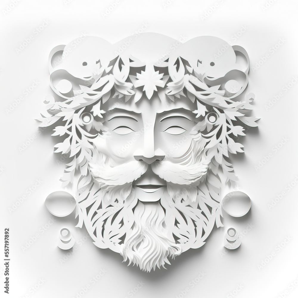 Fototapeta premium Santa Claus cut paper portrait generated by generative AI