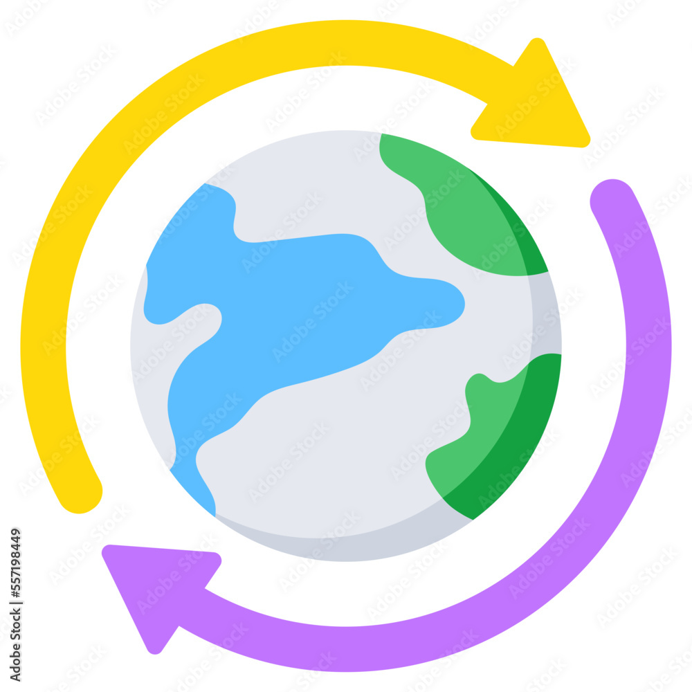 Conceptual flat design icon of global recycling Conceptual flat design icon of global recycling