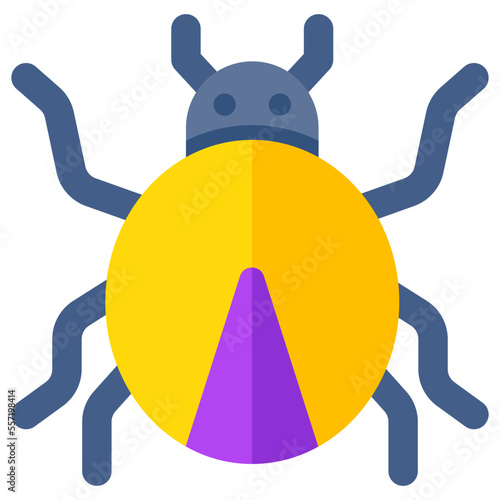 A colored design icon of bug