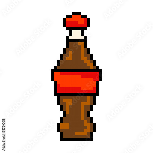 Pixel soda icon, 8Bit soda. Pixel Art drinks, Vector Illustration isolated on white background.