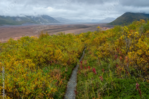 Windy Creek Overlook and Ukak Falls Trail, Valley of Ten Thousand Smokes, Katmai National Park, Alaska photo