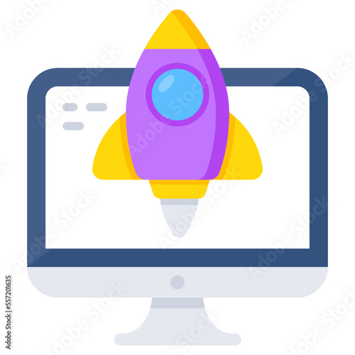A premium download icon of online startup 
