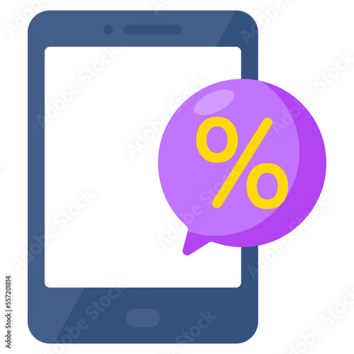 An editable design icon of mobile discount chat