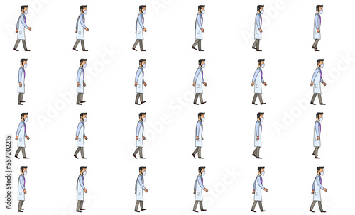 Doctor 2D Animation sprite-sheets for videos and games.Doctor with mask walking
