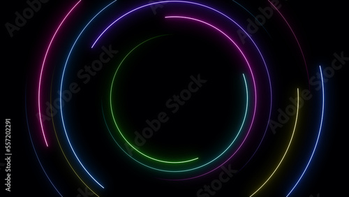 Neon geometric glow on black background