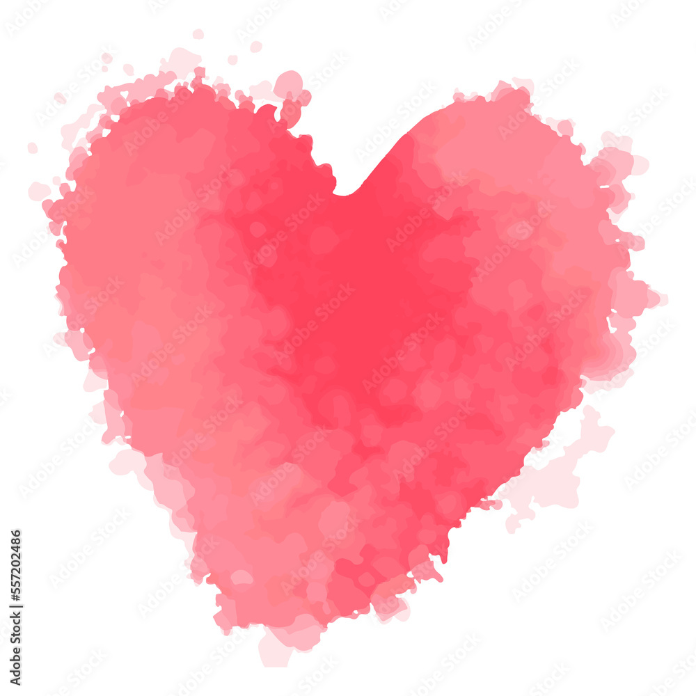 Hand drawn watercolor red heart. Love symbol icon