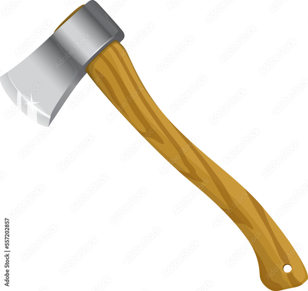 Axe with wooden handle