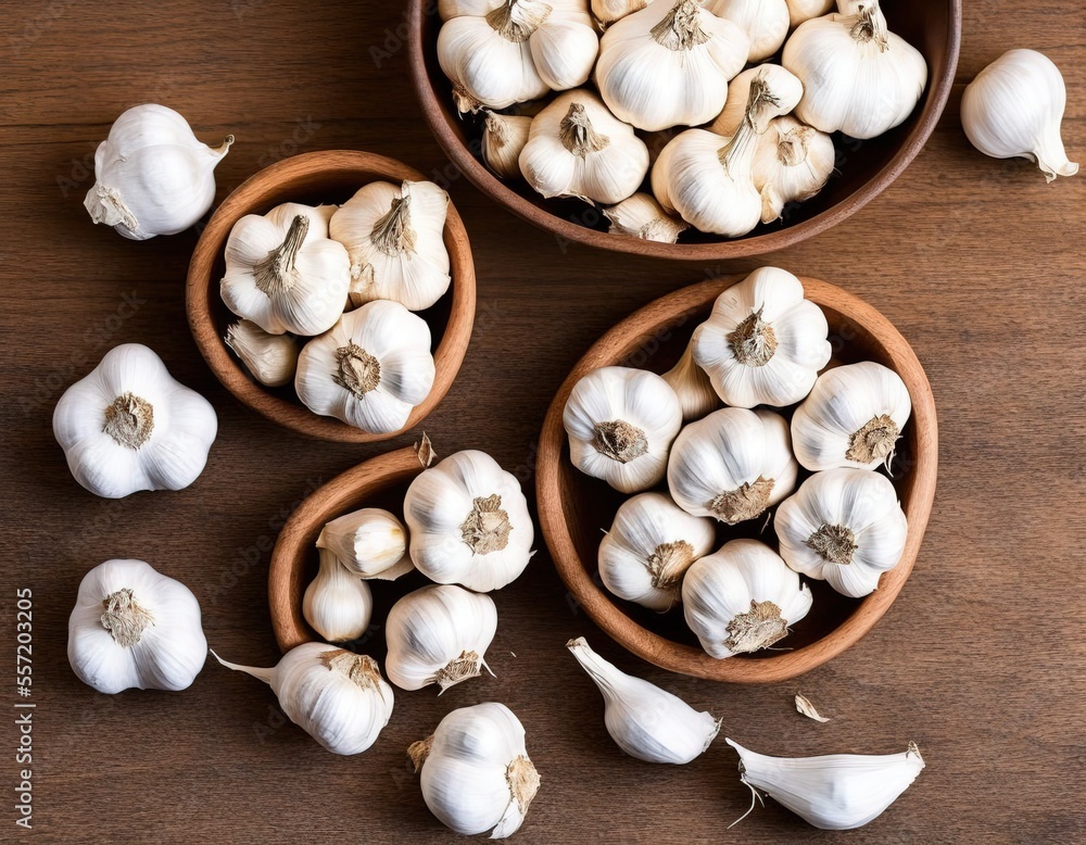 garlic on a table garlic on a table
