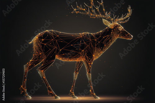 Reindeer made of lines  triangles and particle.