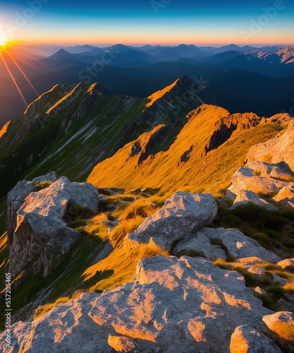 sunset over the mountains 