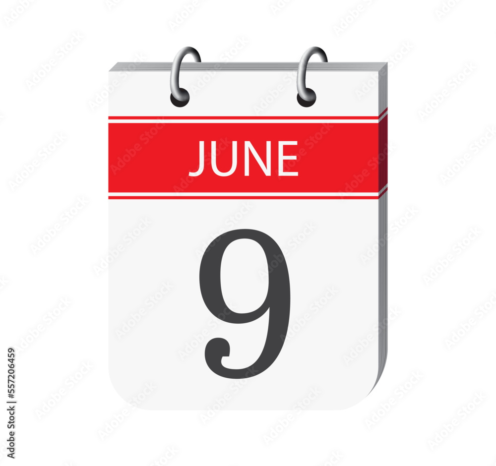 9 june calendar page vector. 3d one day calendar date appointment, deadline, event reminder illustration. Abstract three dimensional daily date calendar.
9 june calendar page vector. 3d one day calendar date appointment, deadline, event reminder illustration. Abstract three dimensional daily date calendar.