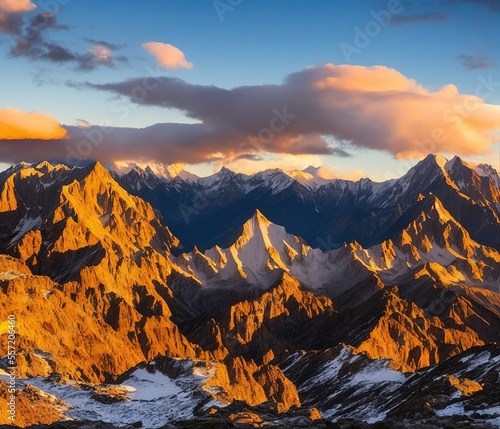 sunset in the snowy mountains  © ozun