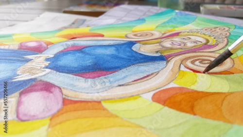 Wallpaper Mural Queen watercolor portrait,  artist at work Torontodigital.ca