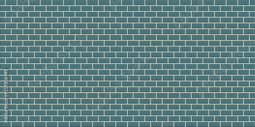 Aquamarine brick wall. Texture. Background. Banner. Vector illustration.  Color of the Year 2023 - Vining Ivy.